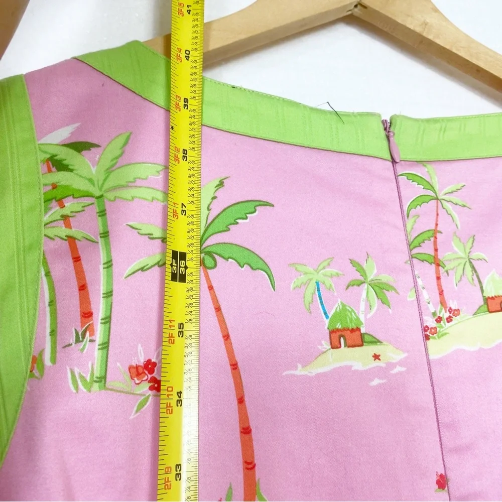 LaVie Boheme  Shift Dress Pink Tropical Palm Trees Sleeveless Size 8 - Picture 8 of 12